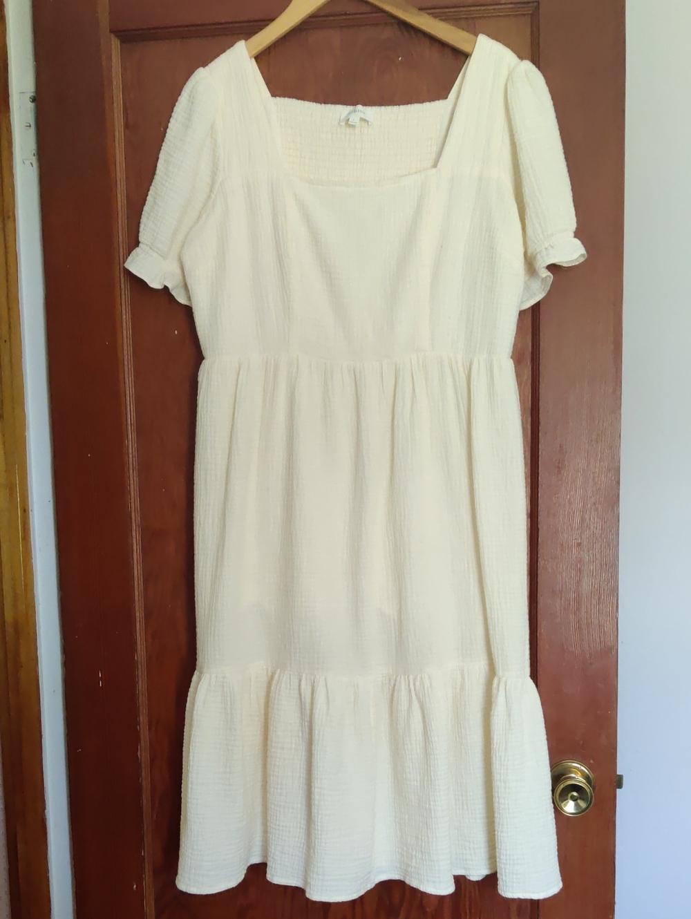 100% Cotton böhme dress, Yellow, Sz L, EUC